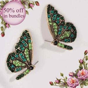 Rhinestone Butterfly Earrings‎